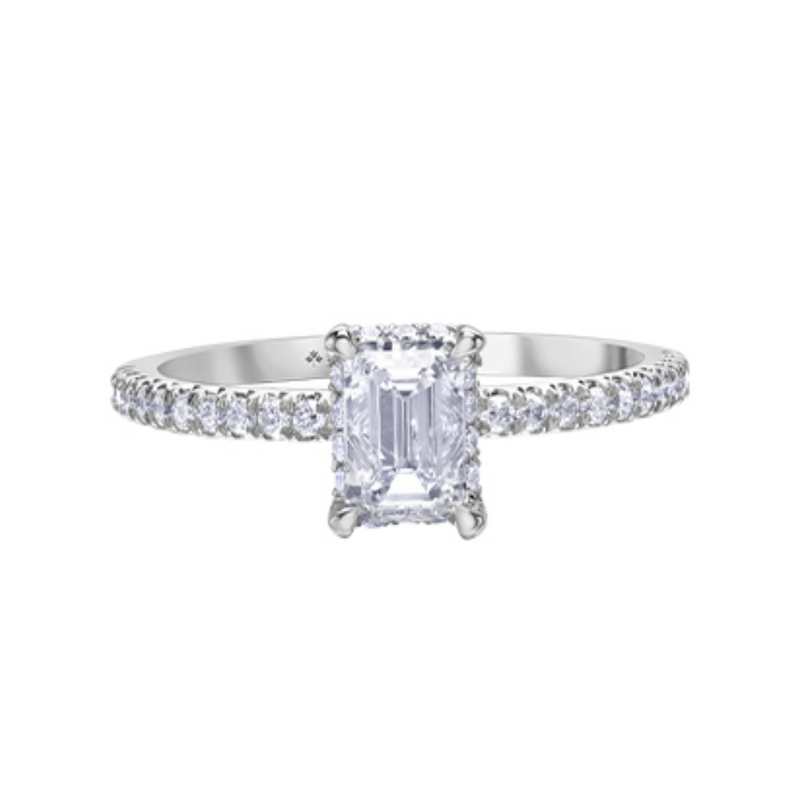18K White Gold 1.30ctw Emerald Cut Canadian Diamond Ring