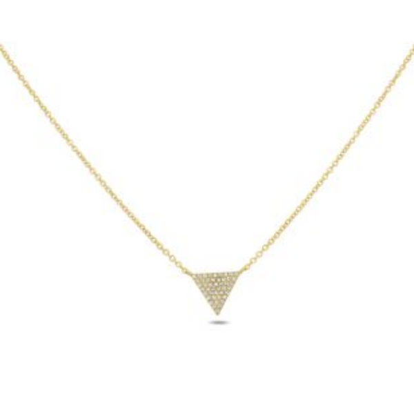 14K Yellow Gold Diamond Triangle Pendant with Adjustable Chain