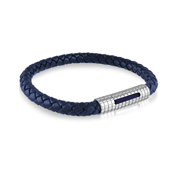 Italgem Blue Leather Bracelet with a Push Clasp