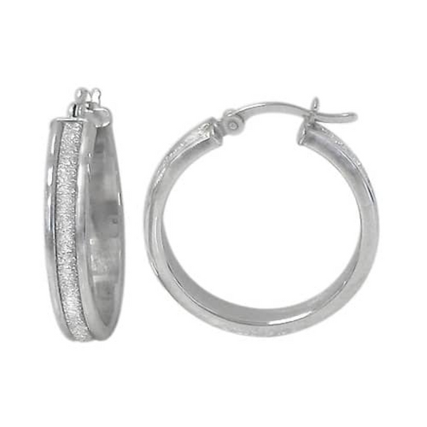 Sterling Silver Hoop Earrings with Stardust Finish