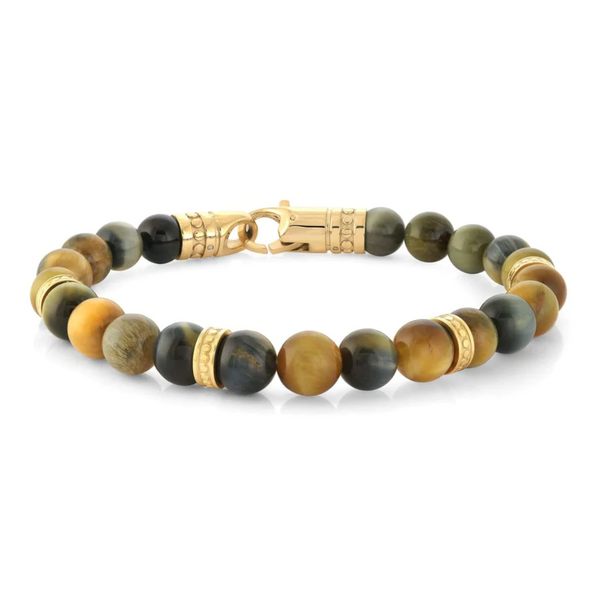 Italgem "Dreams" Tiger Eye Bead Bracelet with Gold Plated Clasp