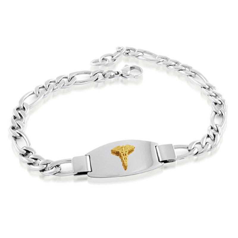 Italgem Medic Alert Bracelet with Figaro Chain