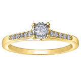 10k Yellow Gold .20ctw Diamond Illuminaire Ring with Side Diamonds
