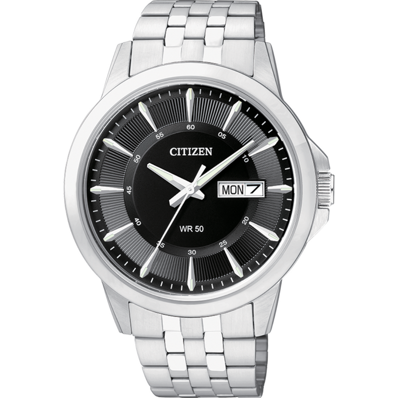 Citizen Quartz Silver Watch with Black Dial