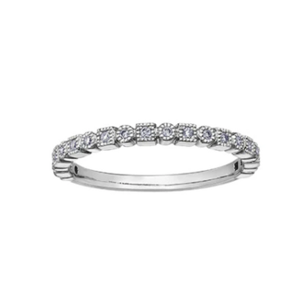 10K White Gold Chi Chi Milligrain Diamond Ring