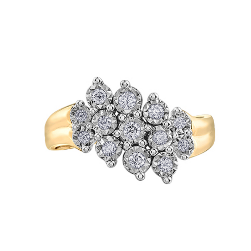 10k Yellow Gold .25ctw Diamond Multistone Illuminaire Ring