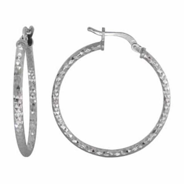 Sterling Silver 45mm Diamond Cut Hoop Earrings