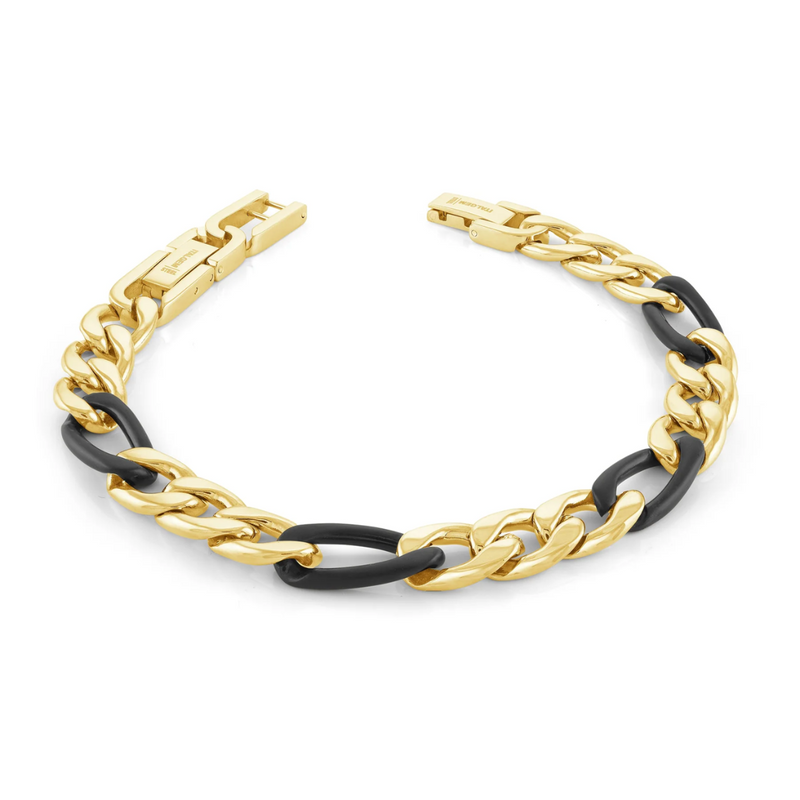 Italgem Black & Gold Plated Figaro Bracelet