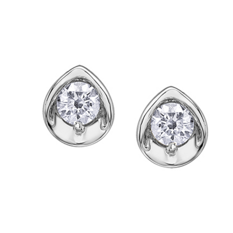 10k White Gold .10ctw Canadian Diamond Studs in a Pear Setting