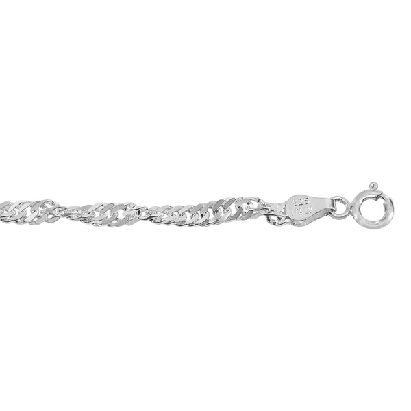 Sterling Silver 7" Singapore Link Bracelet