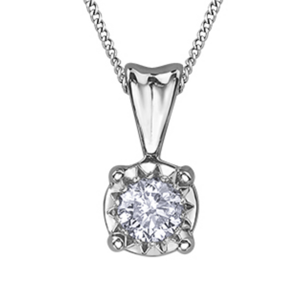 10K White Gold .20CT Diamond Illuminare Pendant on Chain