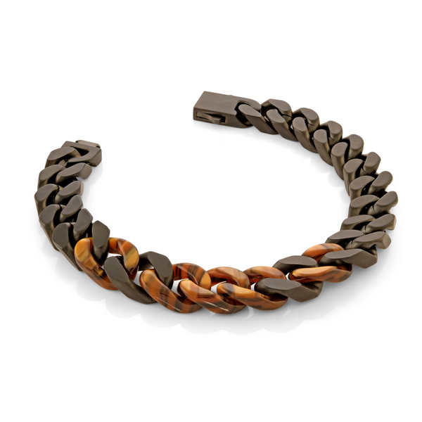 Italgem Matte Tigers Eye Curb Link Bracelet