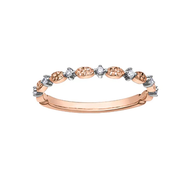 10K Rose Gold Chi Chi Hammered Finish Diamond Ring