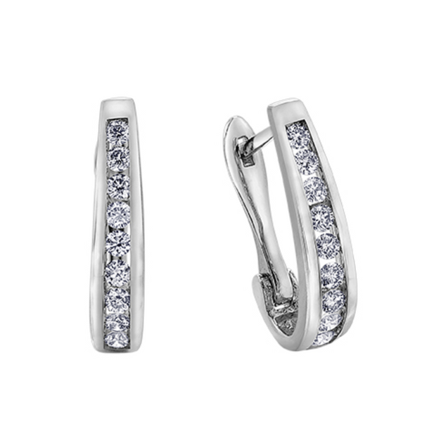 10K White Gold .50ctw Diamond Leverback Earrings