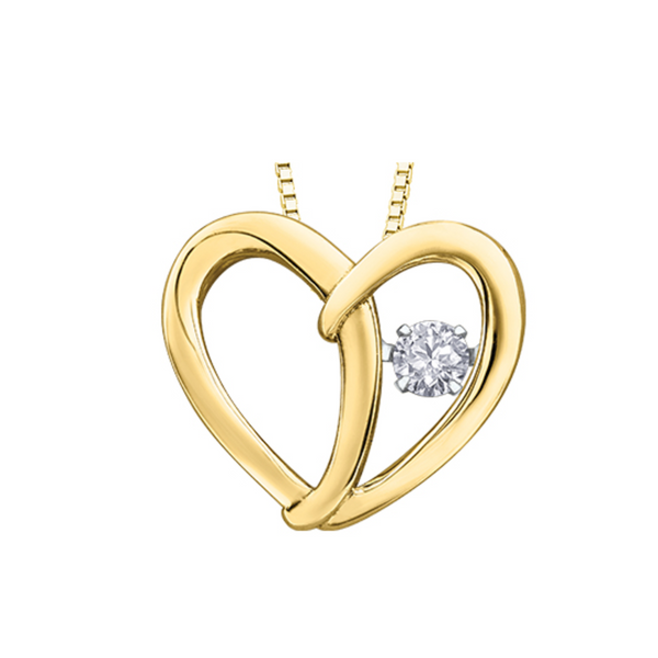 10K Yellow Gold Canadian Diamond Heart Necklace on Chain
