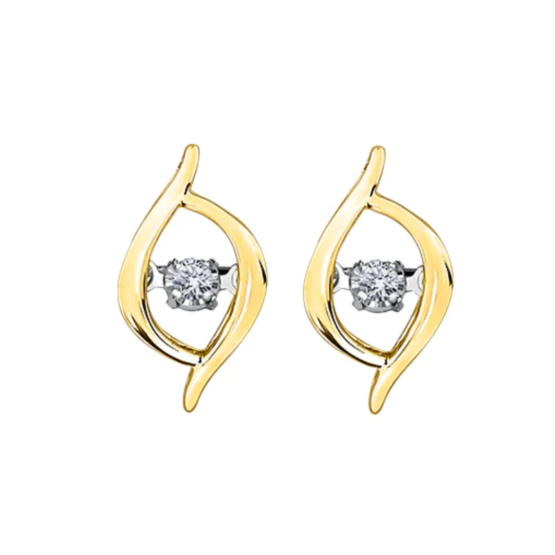 10K Yellow Gold Diamond "Pulse" Earrings