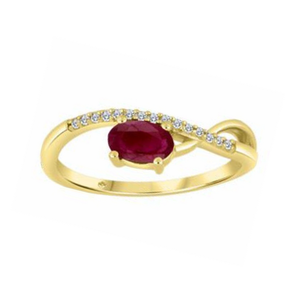 10K Yellow Gold Diamond & Ruby Ring