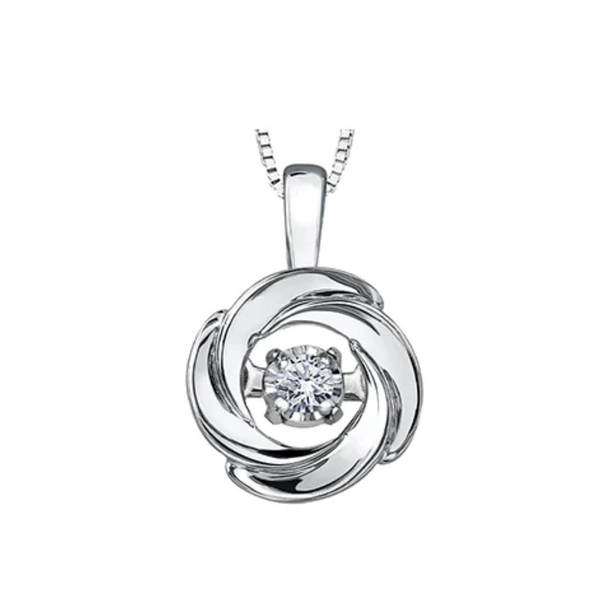 10K White Gold Diamond "Pulse" Pendant on Chain