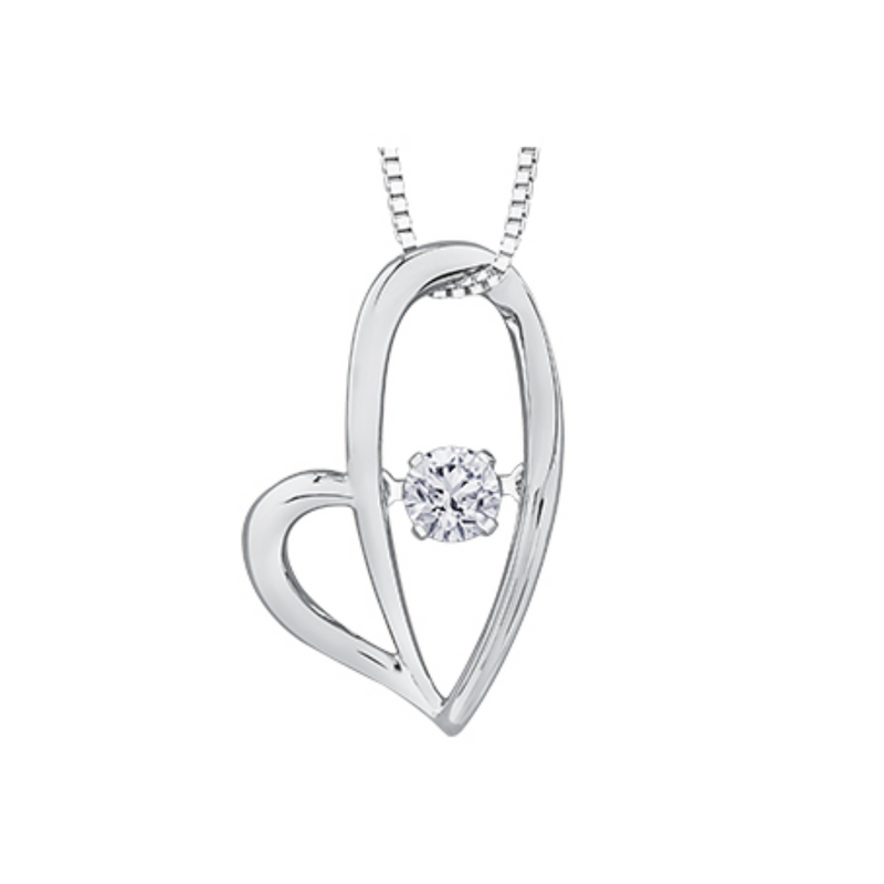 10K White Gold Diamond "Pulse" Heart Pendant on Chain