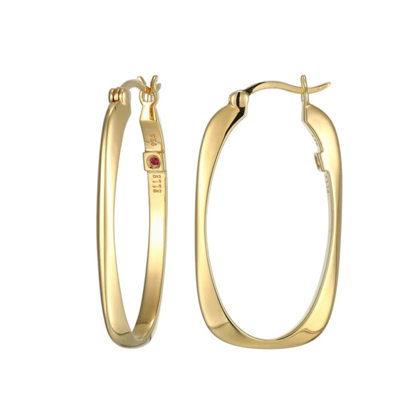Elle "Allure" Gold Plated Large Rectangular Hoop Earrings