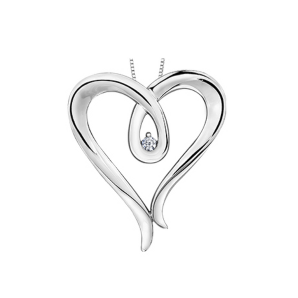 Sterling Silver Canadian Diamond Heart Shaped Pendant on Chain