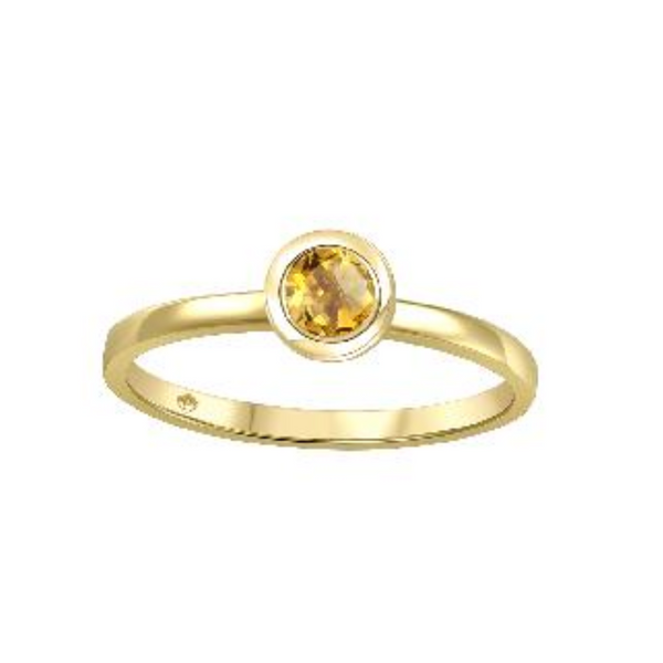 10K Yellow Gold Bezel Set Citrine Ring