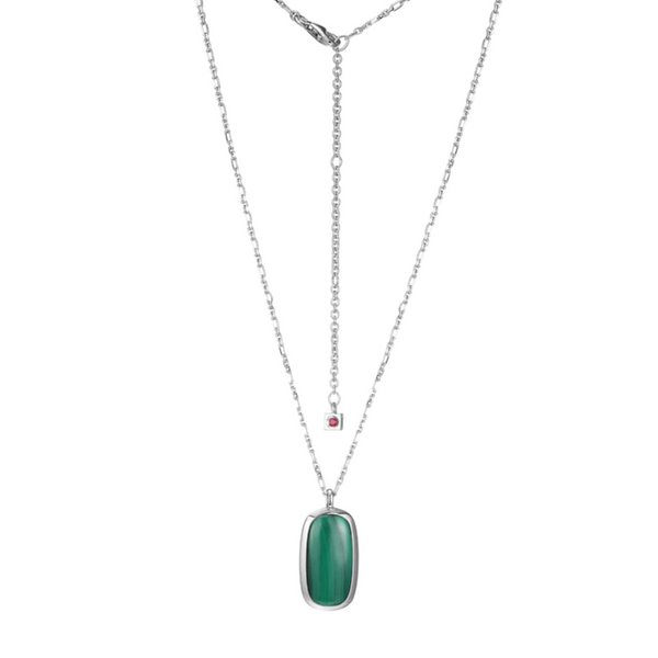 Elle "Allure" Necklace with Malachite Stone Pendant on Chain