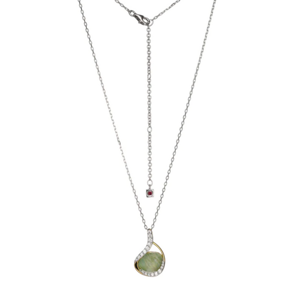 Elle 'Treasure" Necklace with Crystal & Amazonite Pendant on Chain