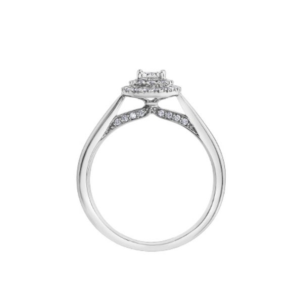 10k white gold .28ctw princess cut diamond engagement ring with double halo