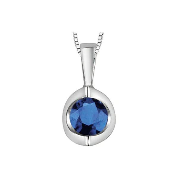 10K White Gold Sapphire Pendant on Chain