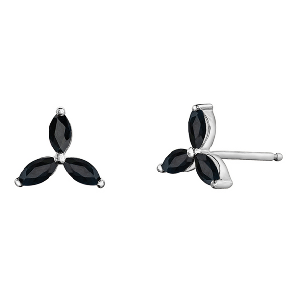 10K White Gold Black Sapphire Studs