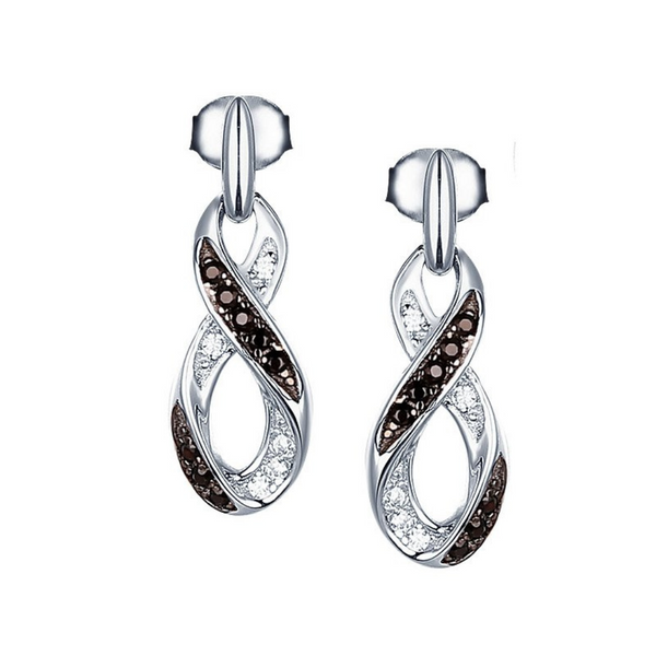 Sterling Silver Black & White Infinity Earrings