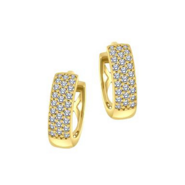 10K Yellow Gold .25ctw Diamond Huggie Hoops