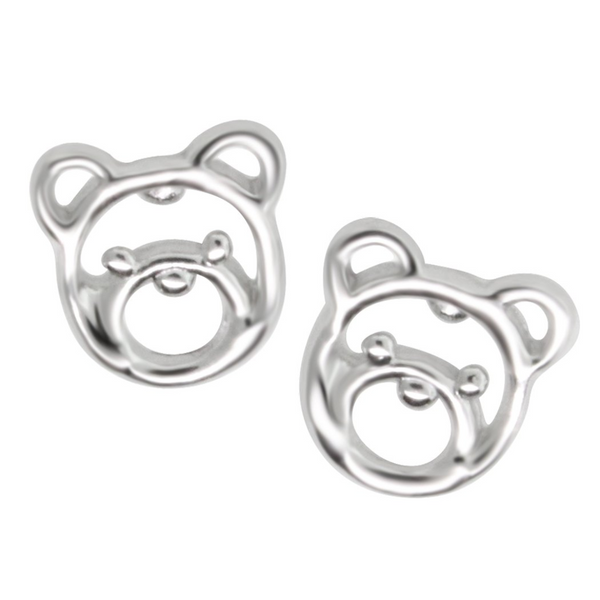 Sterling Silver Bear Stud Earrings