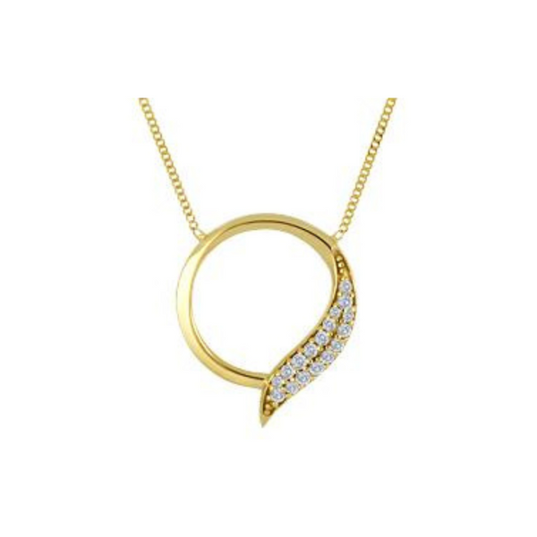10K Yellow Gold Round Diamond Pendant on Chain