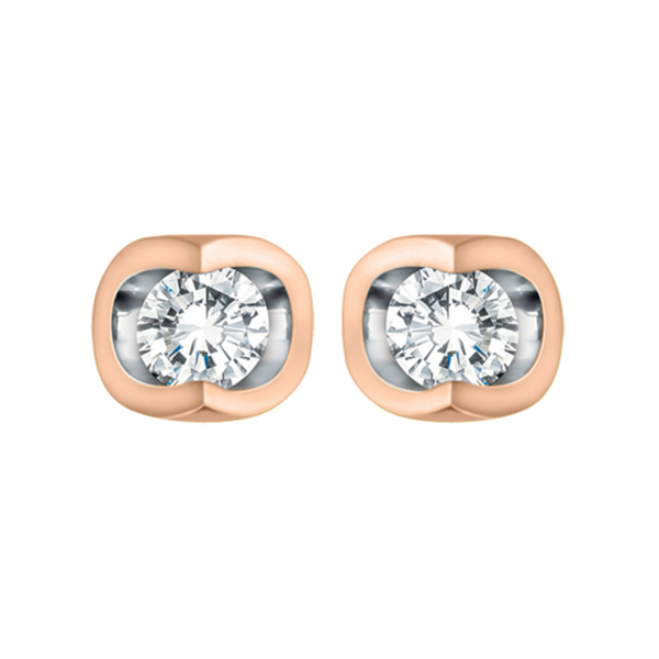 10K Rose Gold Diamond Mezza Luna Studs