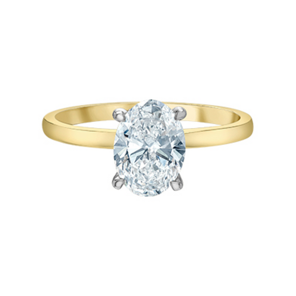 18k yellow gold 1.79ctw canadian oval diamond solitaire ring with a hidden halo