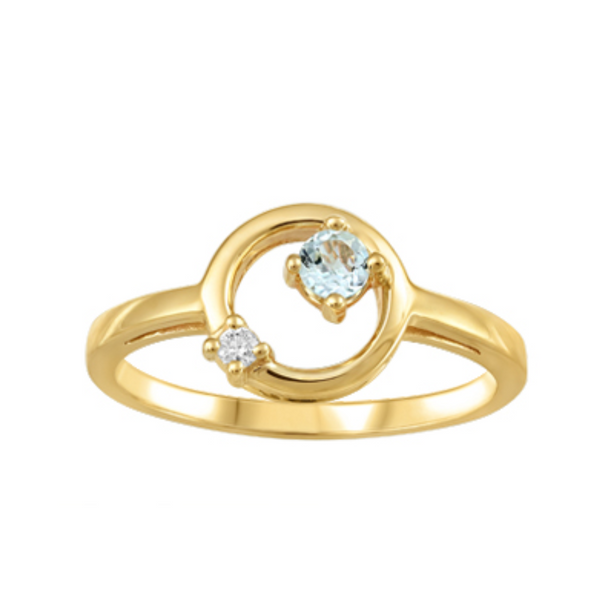 10K Yellow Gold Diamond & Aquamarine Ring
