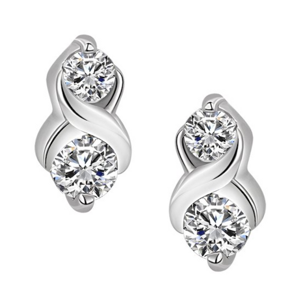Sterling Silver Double Crystal Earrings