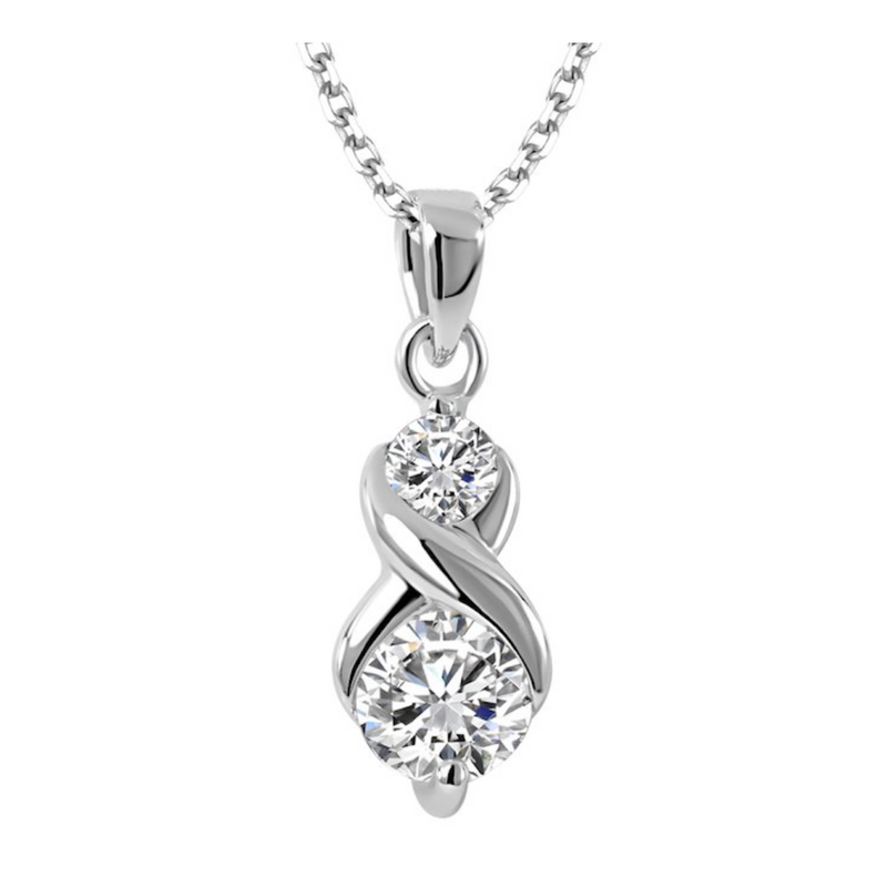 Sterling Silver Double Crystal Pendant on Chain