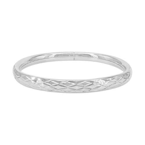 Sterling Silver Diamond cut Round Bangle