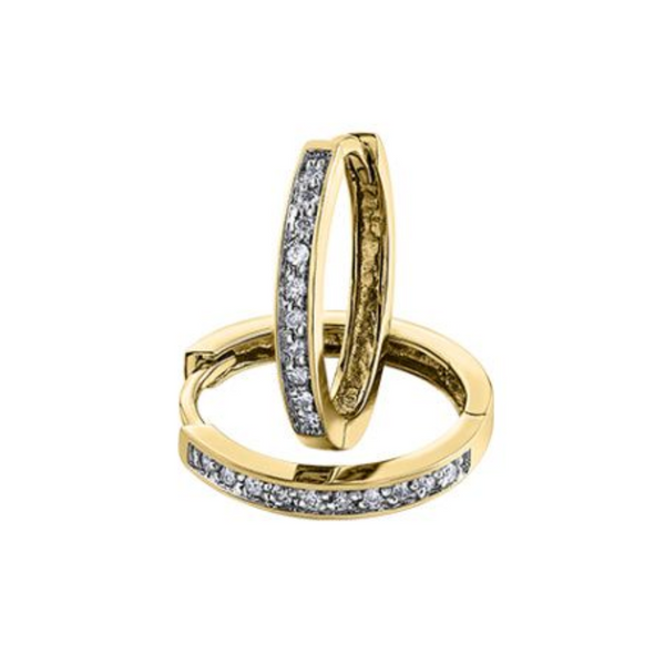 10K Yellow Gold .10ctw Diamond Hoops