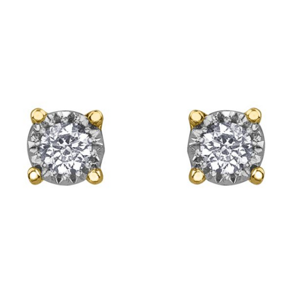 10K Yellow Gold .15CTW Diamond Illuminaire Studs