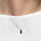 FJ 10K White Gold Mystic Topaz Pendant with Chain