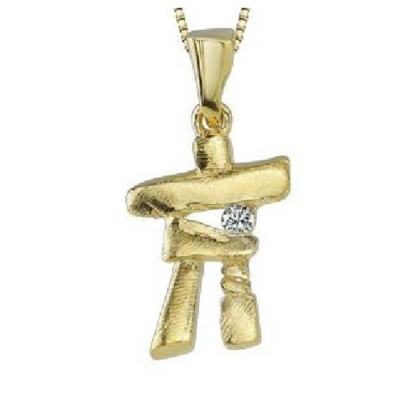 10k Yellow Gold Canadian Diamond Inukshuk Pendant on Chain
