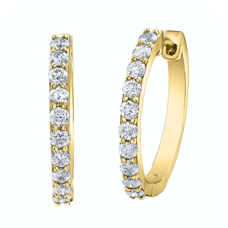 10K Yellow Gold 1.50ctw Diamond Envy Hoop Earrings