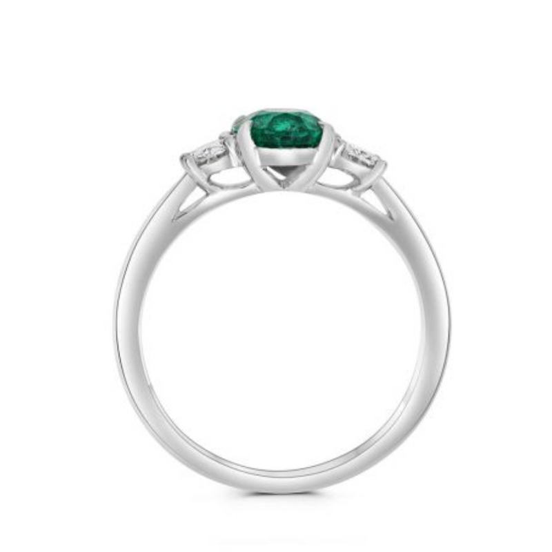 Platinum Diamond & Emerald Ring