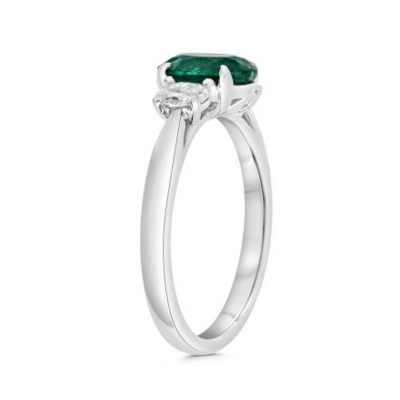 Platinum Diamond & Emerald Ring