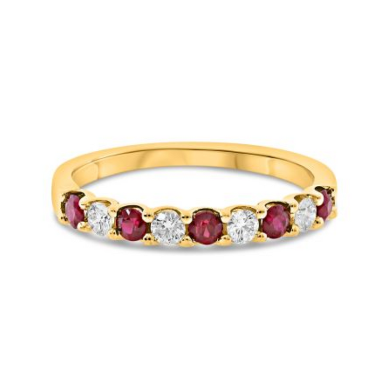 14K Yellow Gold Diamond & Ruby Ring