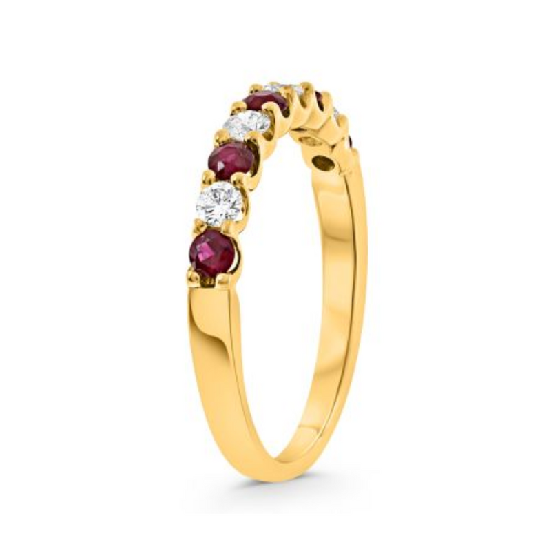 14K Yellow Gold Diamond & Ruby Ring